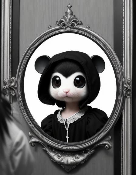 Standing in front of a mirror.