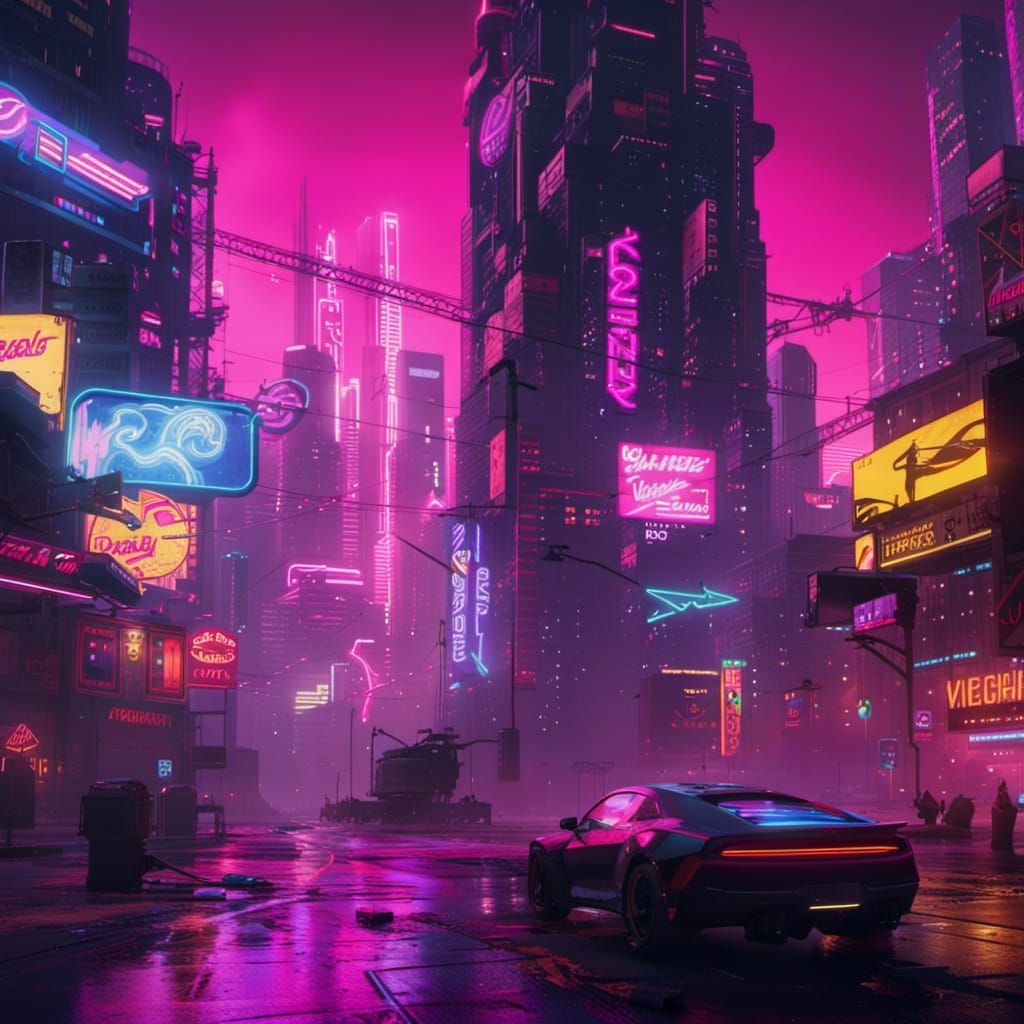 neon city landscape - AI Generated Artwork - NightCafe Creator