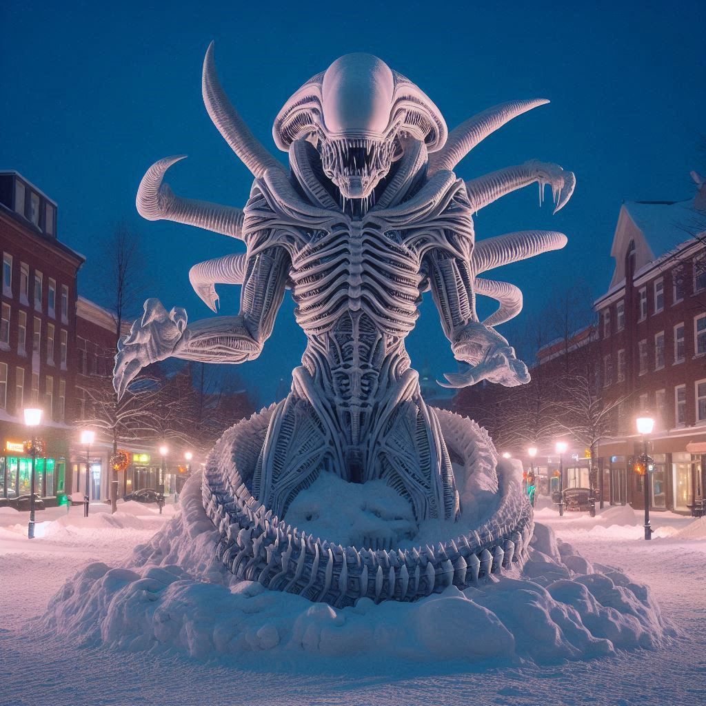 Xenomorph snow statue