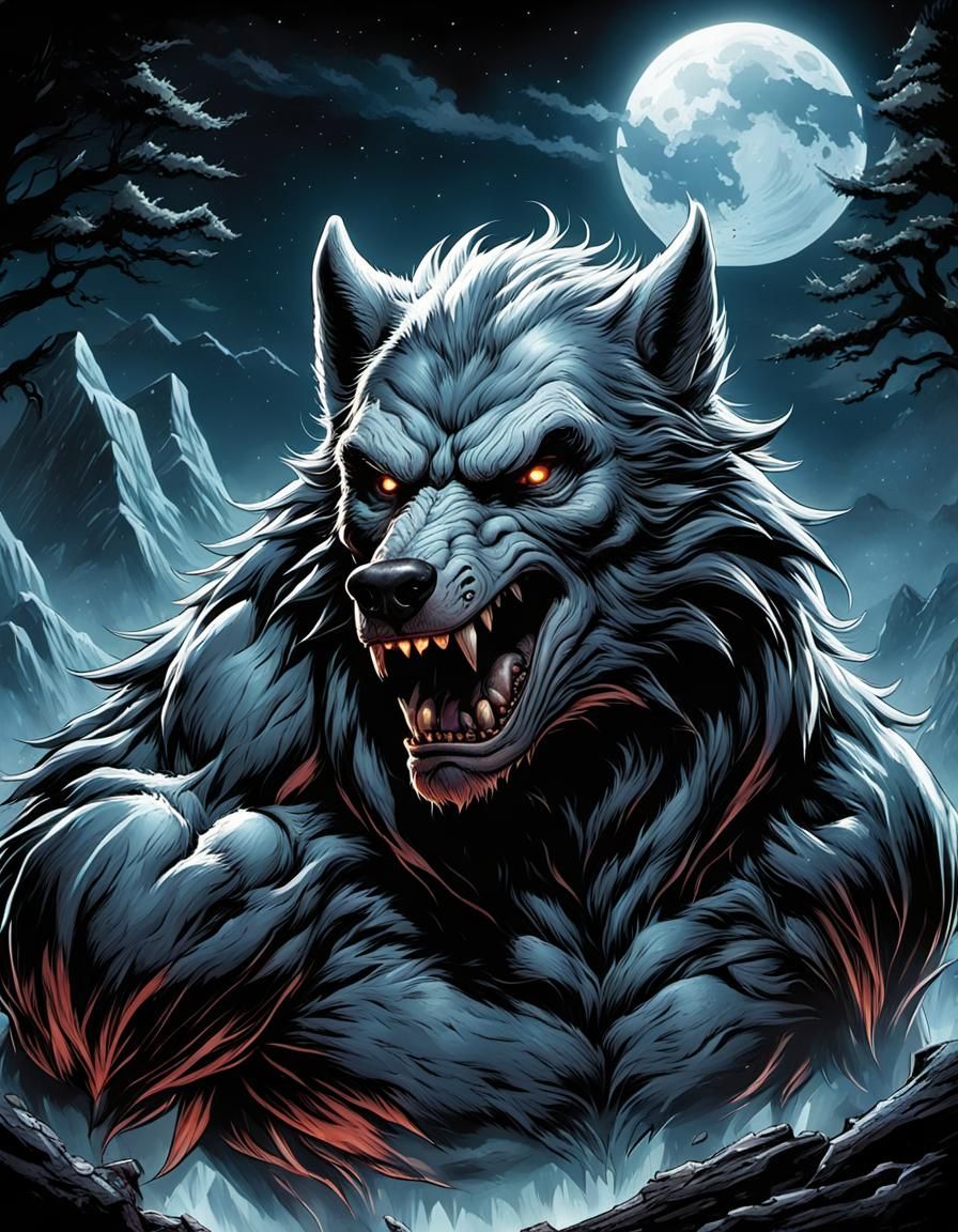 hyper realistic, perfect, smooth, Werewolf