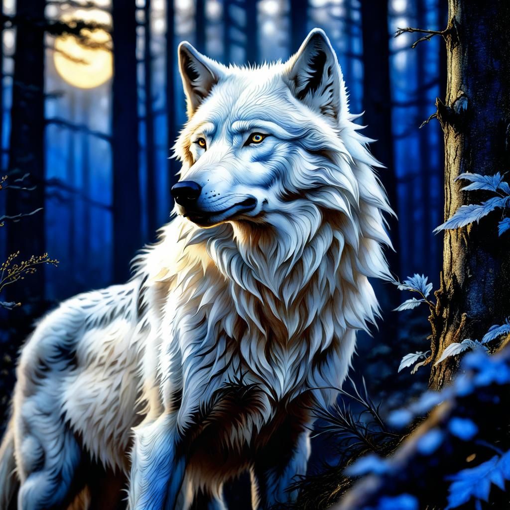 White wolf - AI Generated Artwork - NightCafe Creator