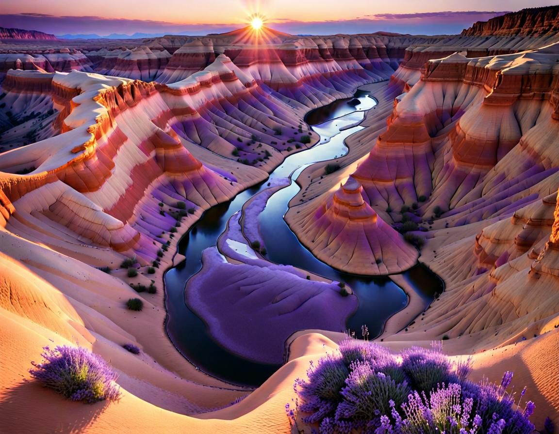 A bruised and golden dawn spills across the canyon's thirsty...