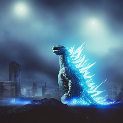 Godzilla but glowy - AI Generated Artwork - NightCafe Creator