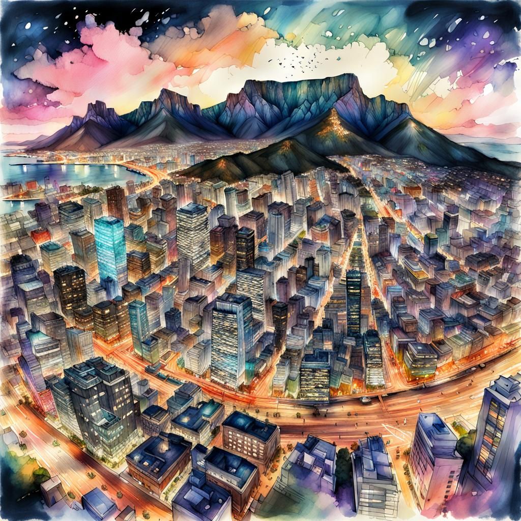 Capetown cityscape at night