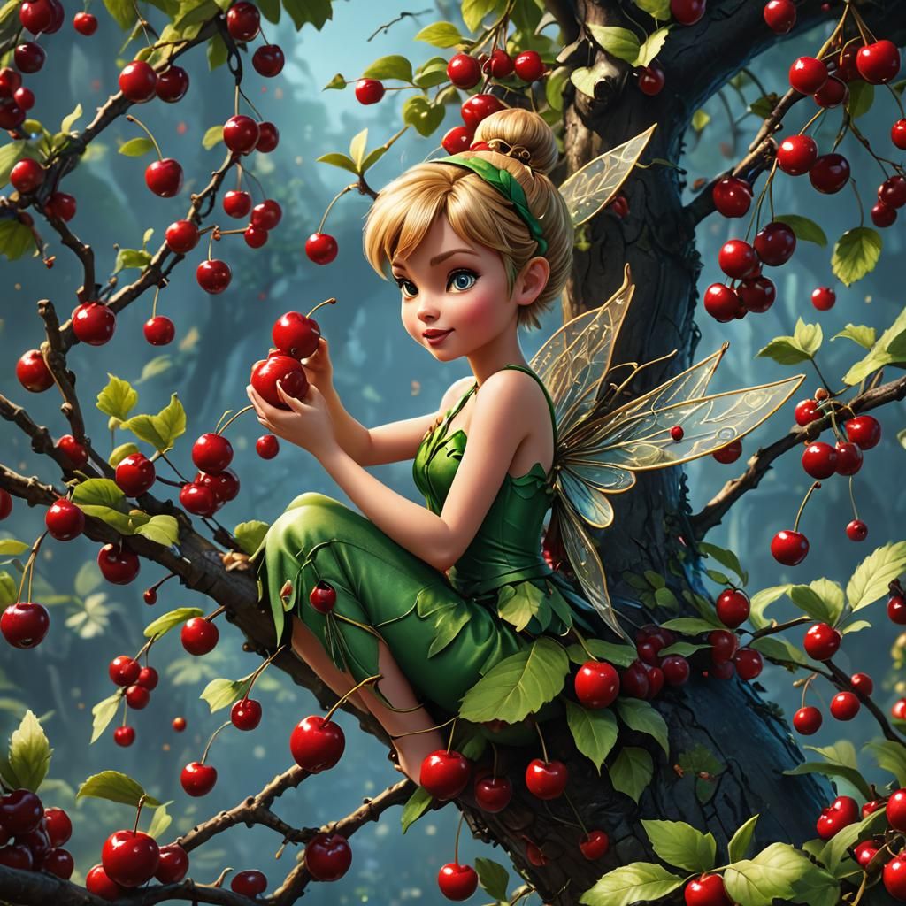 Tinker Bell eating cherries