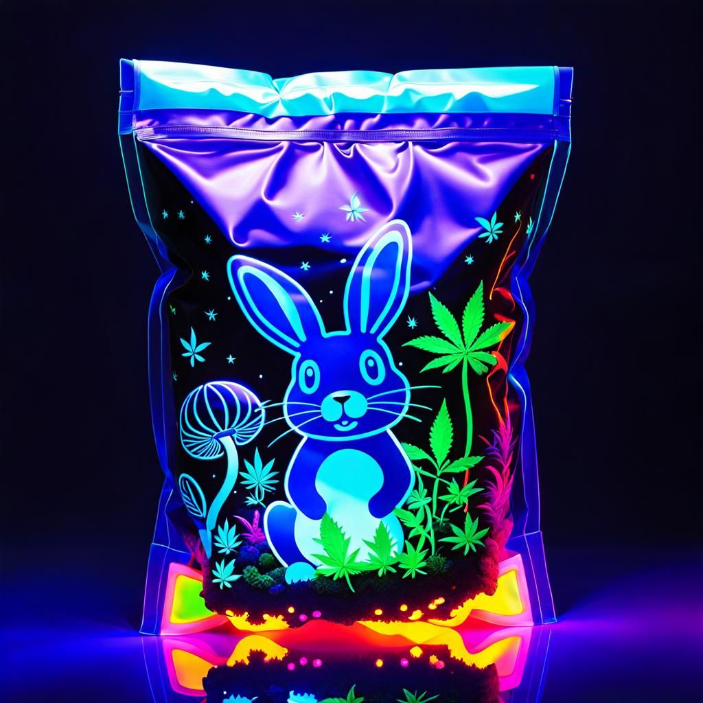 LSD neon bunny water cosmos Psychedelic night light UV  Cann...