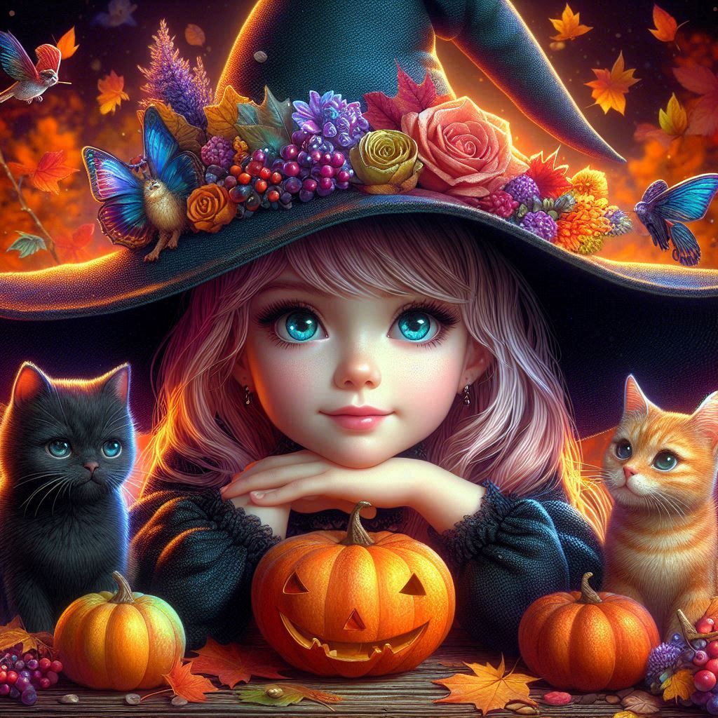 autumn witch witch cats