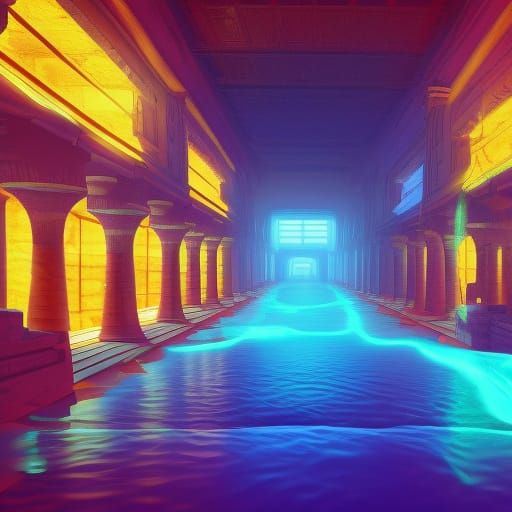 Ancient Egypt glowing neon colourful parallax DSLR Kodak Ekt...