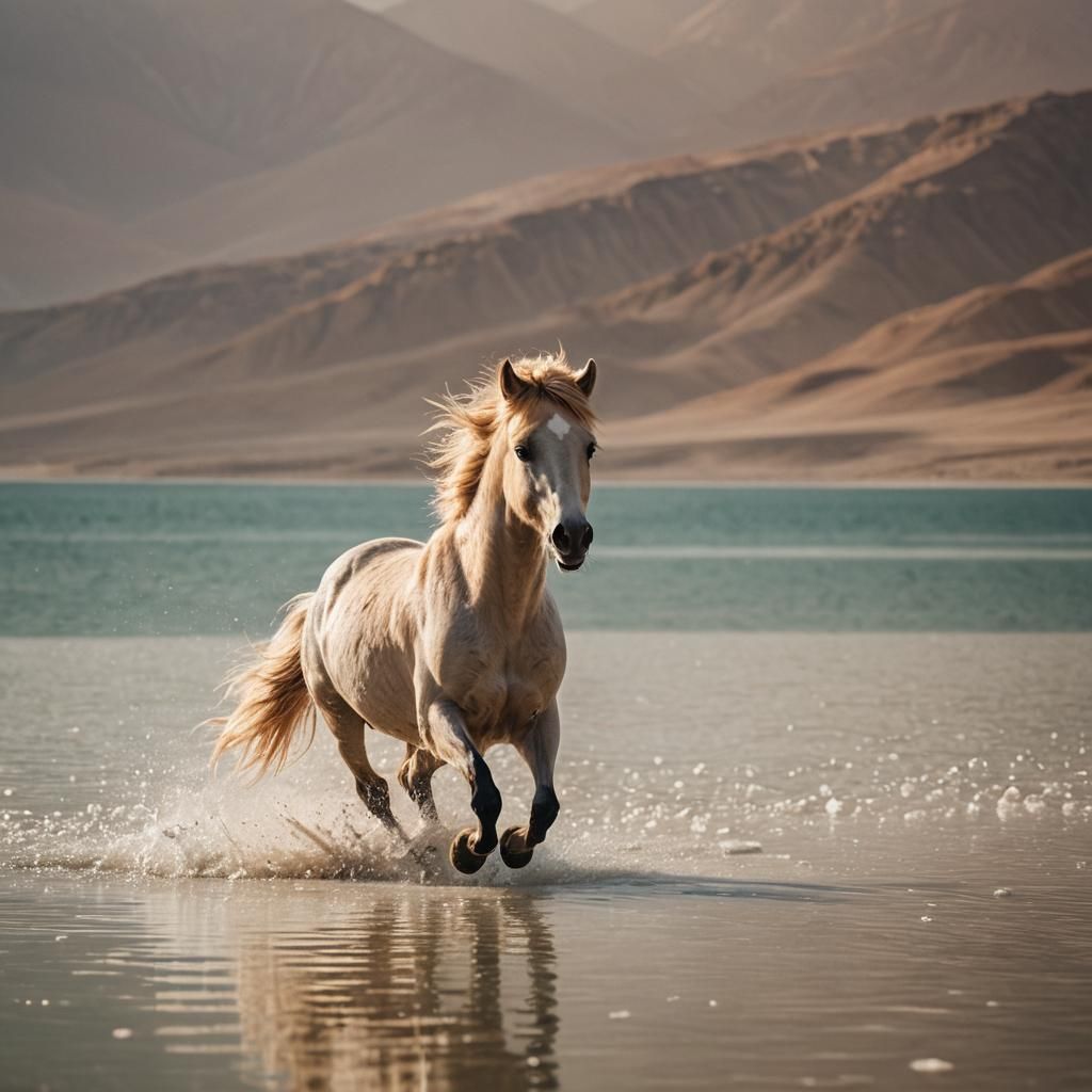 Pony Galloping in the Dead Sea: Wildlife Photography
