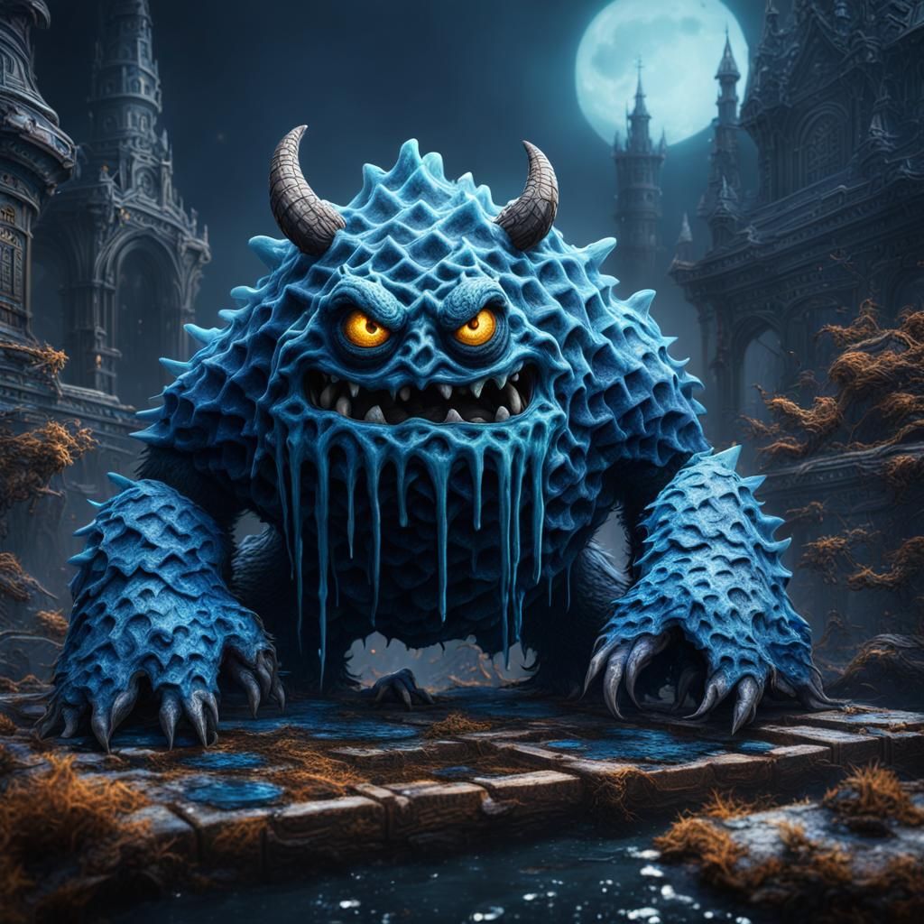 blue waffle monster AI Generated Artwork NightCafe Creator