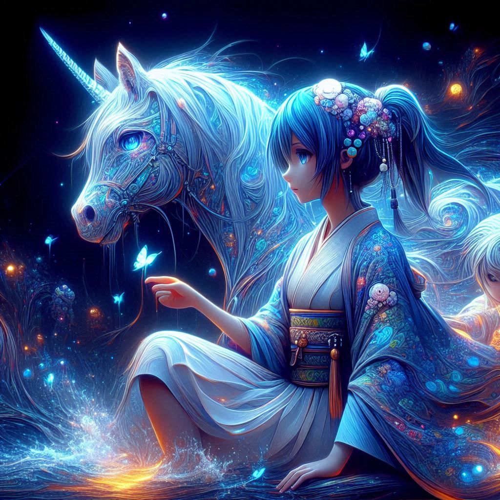 Anime girl and horse