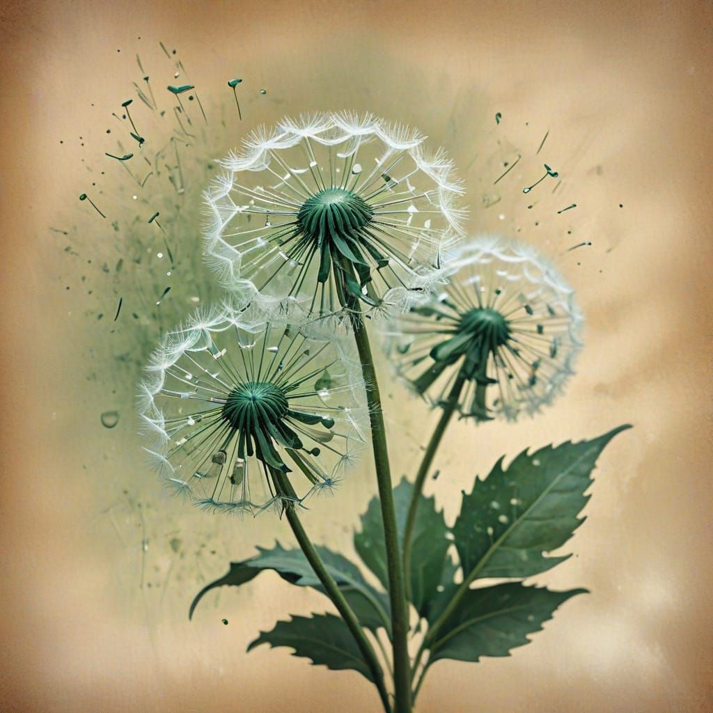 Vintage Dandelion Blooms in Soft Focus