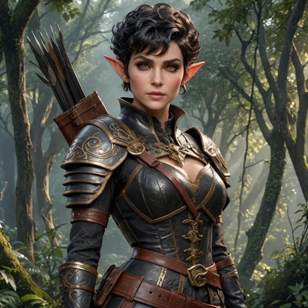 28 year old female elf, lustrous thick 1960’s bouffant raven...