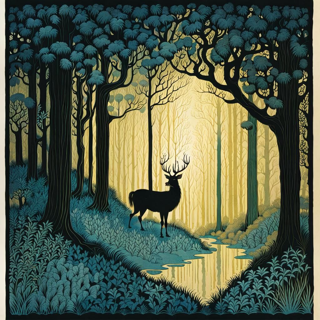 Stag in the Woods, Fairytale Art - AI Generated Artwork - NightCafe Creator