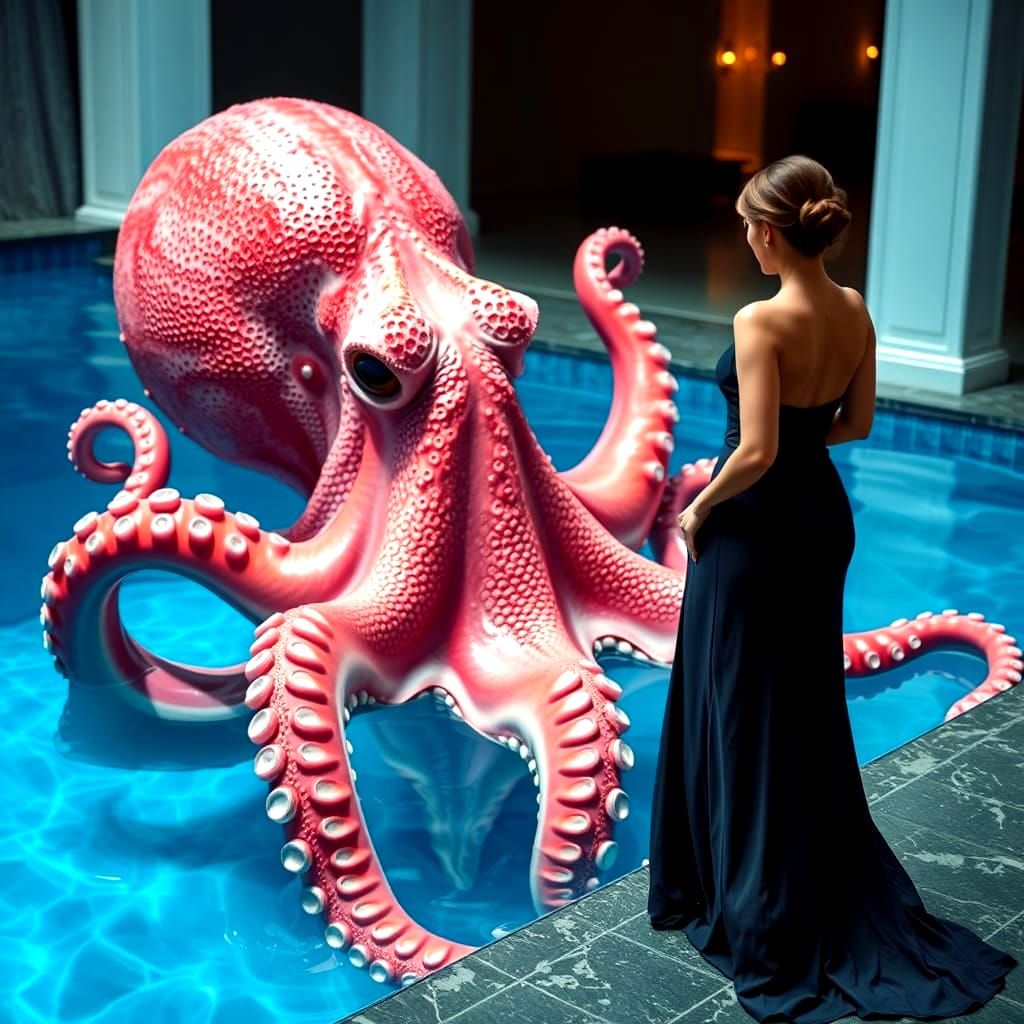 Octopus in Elegant Evening Setting