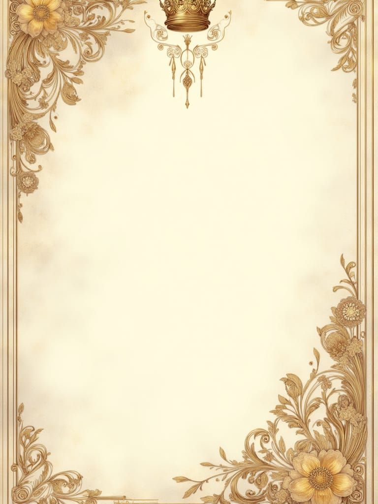 Elegant Floral Letterhead with Crown in Watercolor Style