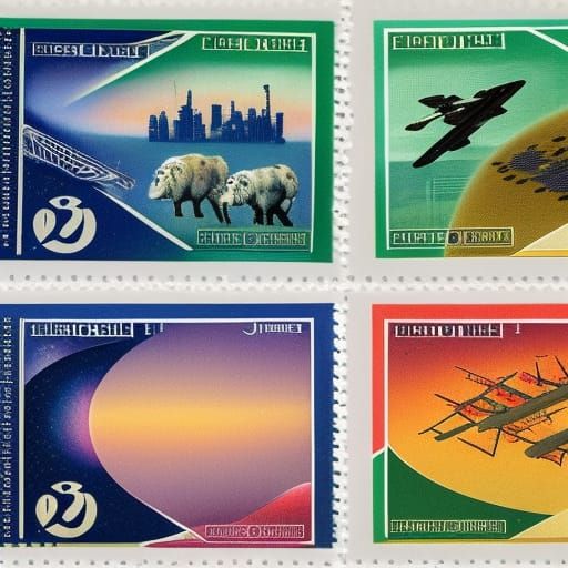 Two used postage stamps of Intergalactic Empire with flurry ...