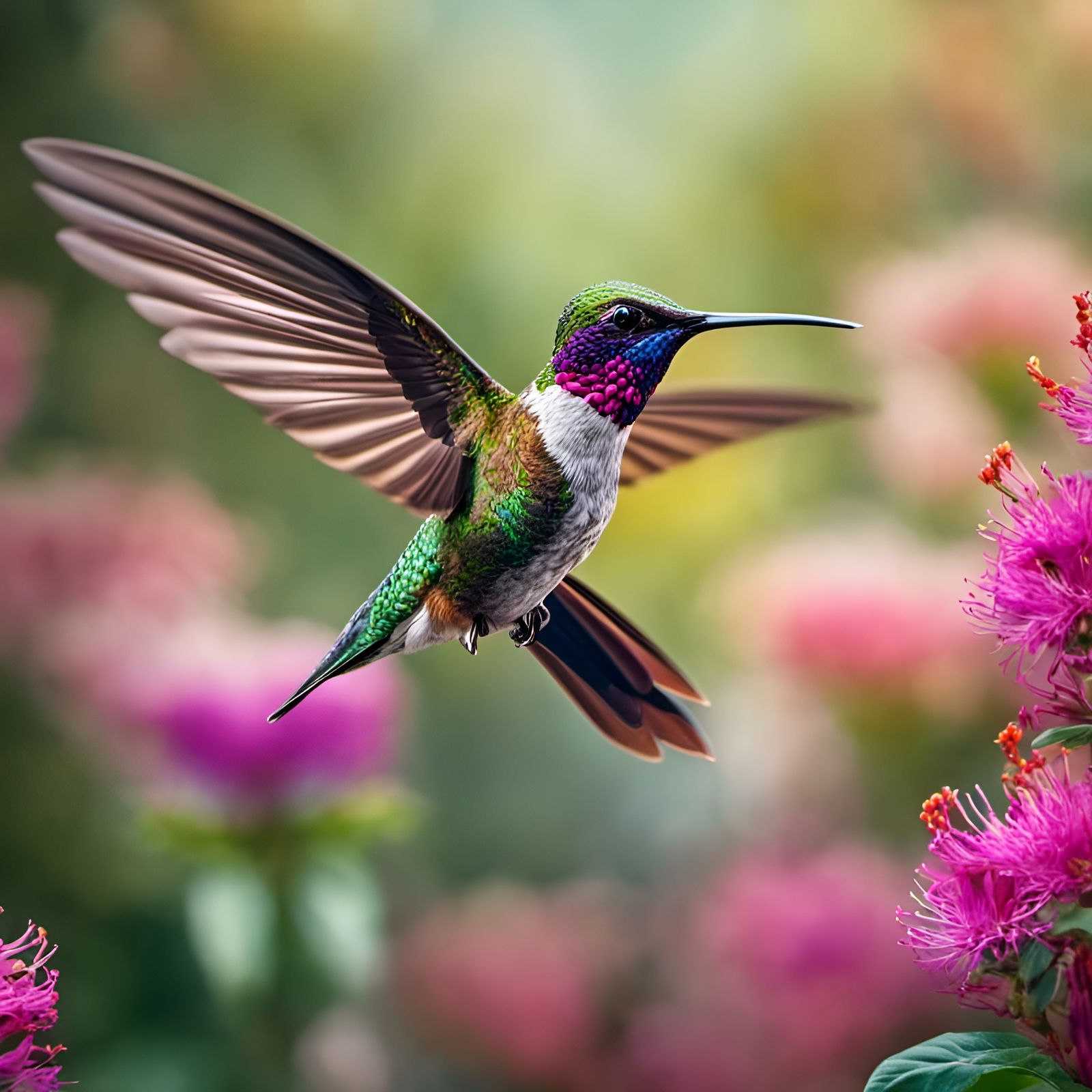 Colorful hummingbird flying - AI Generated Artwork - NightCafe Creator