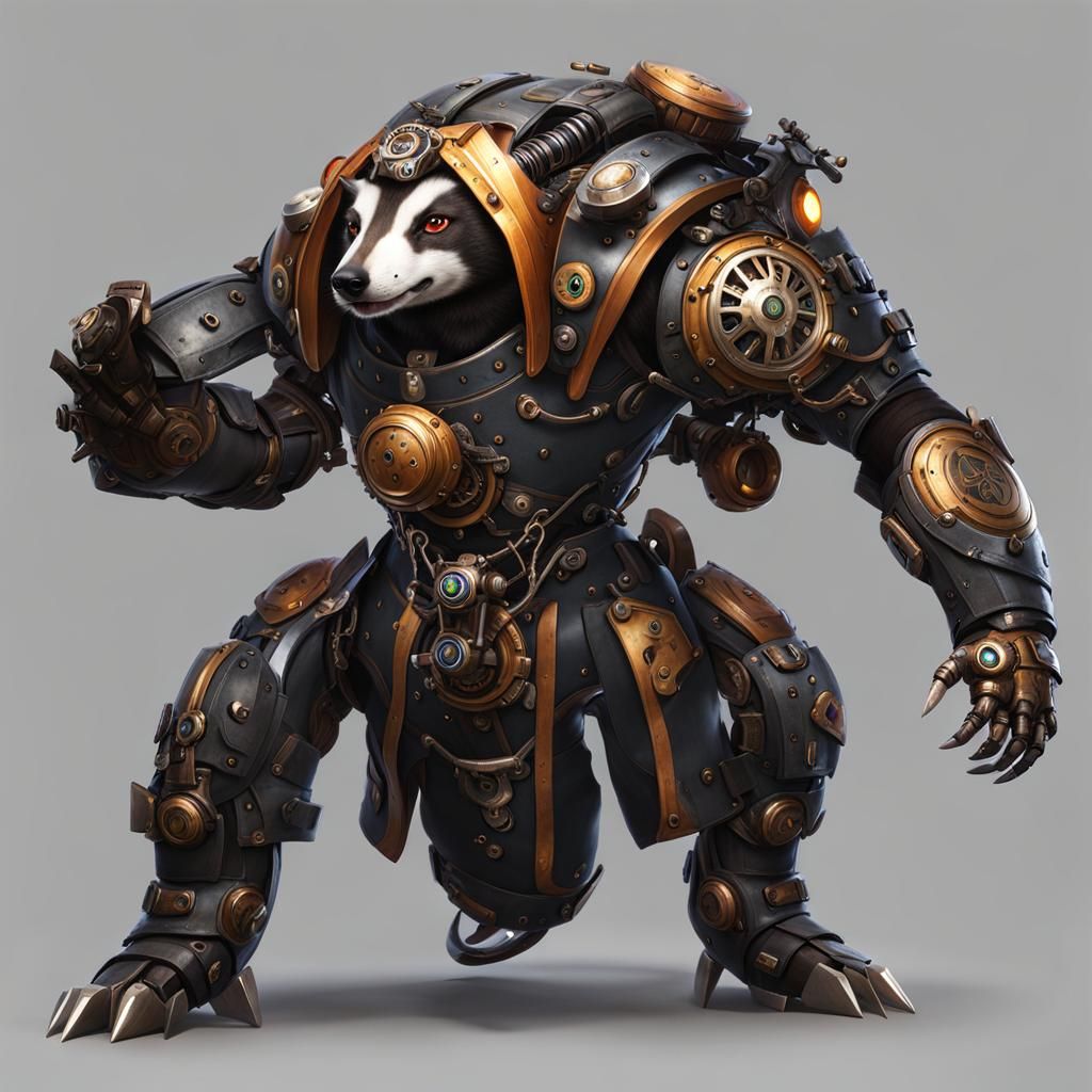 clockwork cyborg badger full body image
