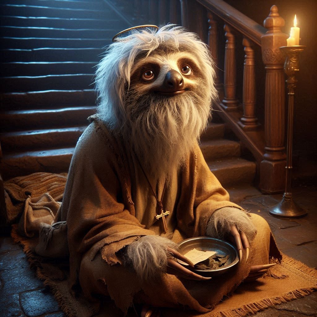 Saint Slothlexius the Beggar, ‘the man of God’, patron saint of beggars and belt makers