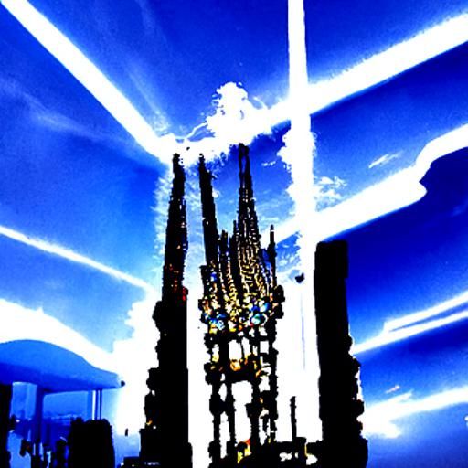 biomechanical cyberpunk cathedral by Antoni Gaudi and Bertoc...