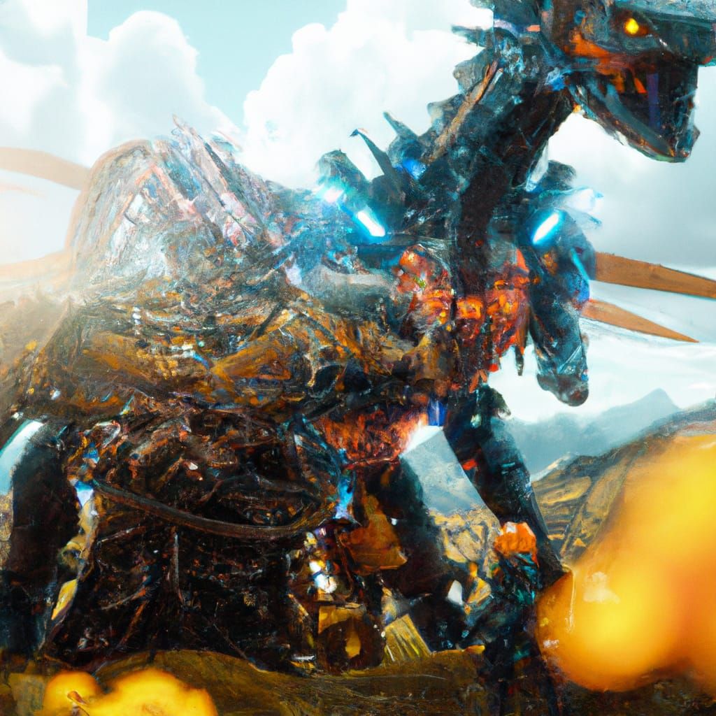 robot combined with nature dragon.