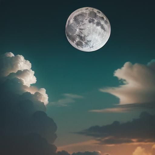 unfold behind the clouds full moon an bird flying