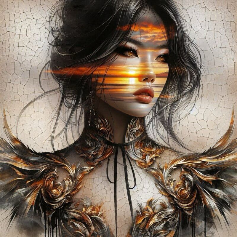 Transparent Silhouette Splash Art – Asian Woman – 1:1 Format...