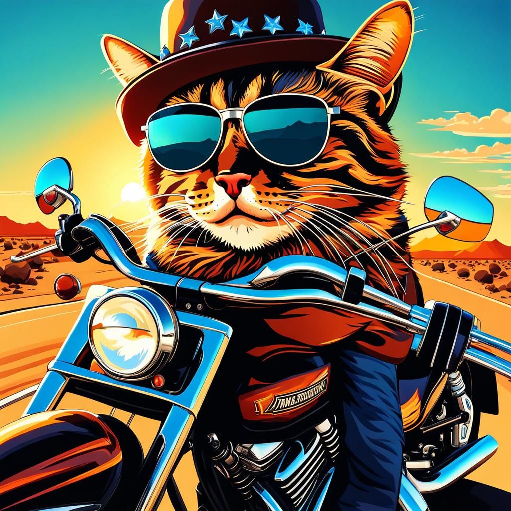 tabby cat wearing cowboy hat cool cat with big beard and coo...
