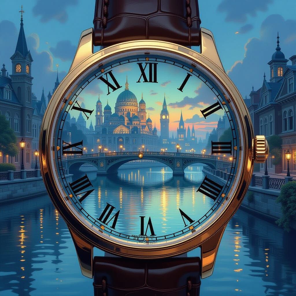 Enchanting City Inside Vintage Watch