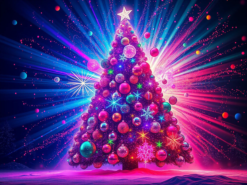 exploding Christmas Tree, Christmas balls projections ; colo...