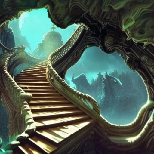 Twisted stone stairs to an alternate dimension