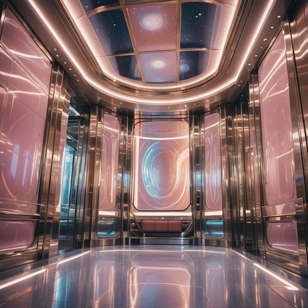Luxurious Infinite Elevator Ascending Through Space