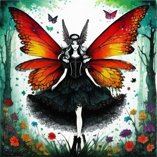 <lora:Inksplash Fairies:1.0> fairy, big eyes, symmetrical wings
