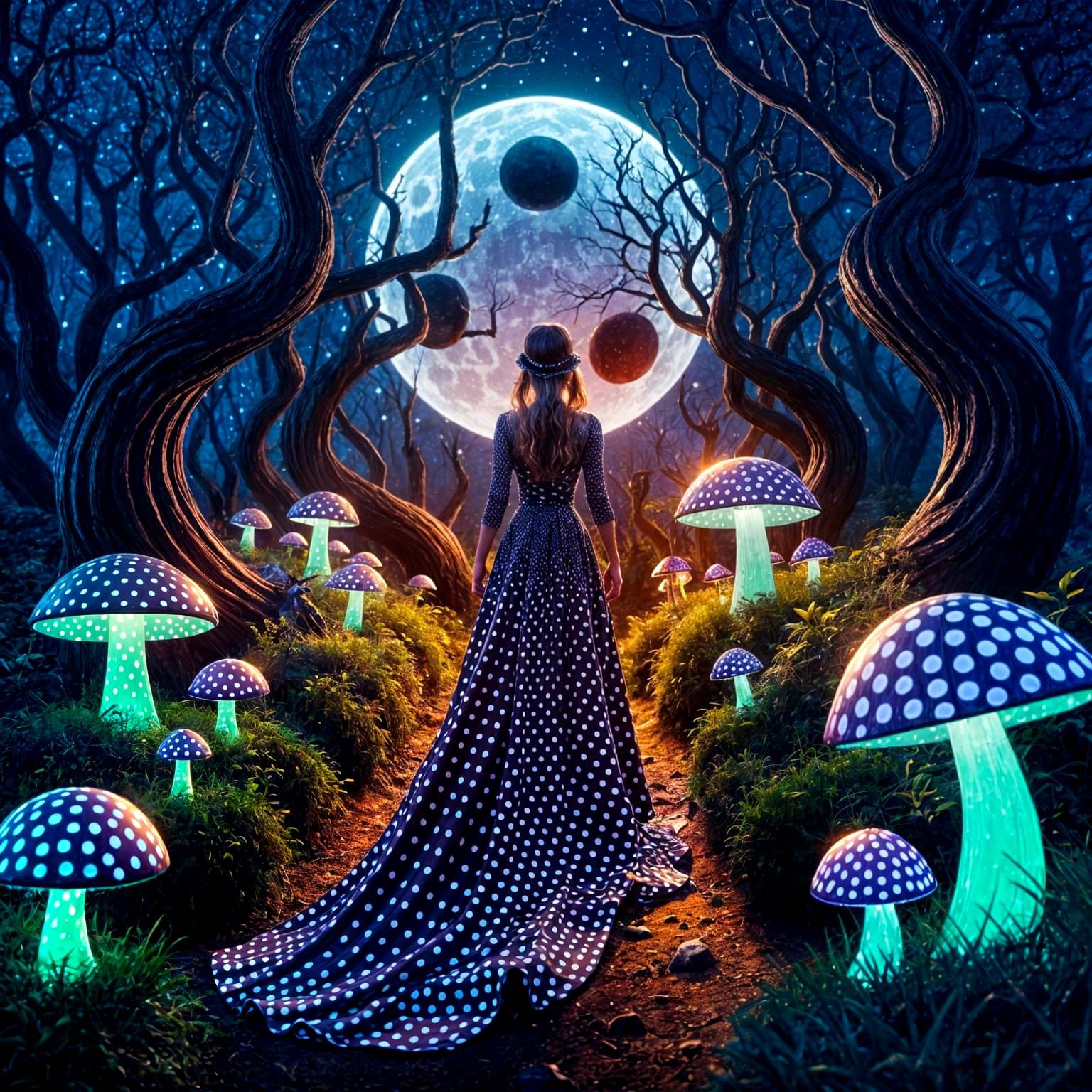 She Walks Among the Dots of Midnight  by @Joe