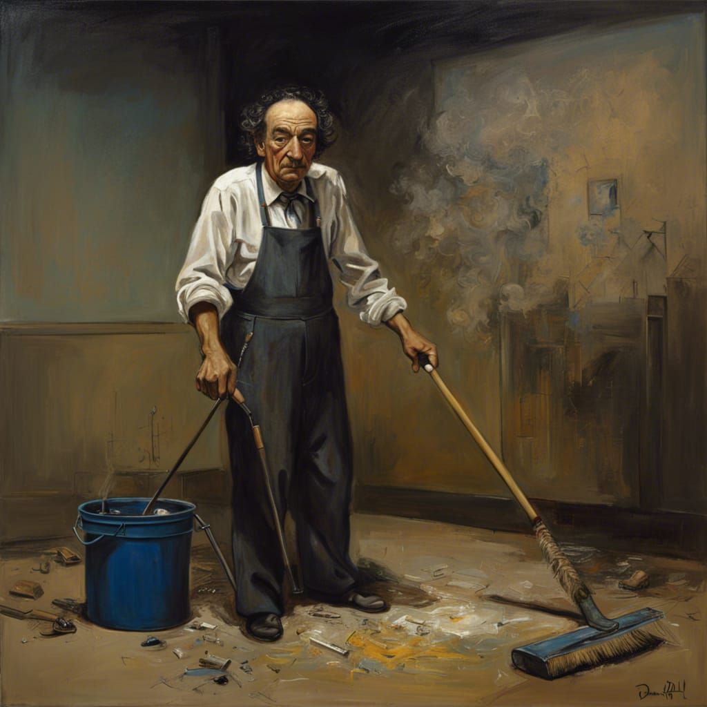 Salvador Dali working as janitor  by @nonaivo