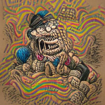 Colors of Chaos, in the style of R. Crumb