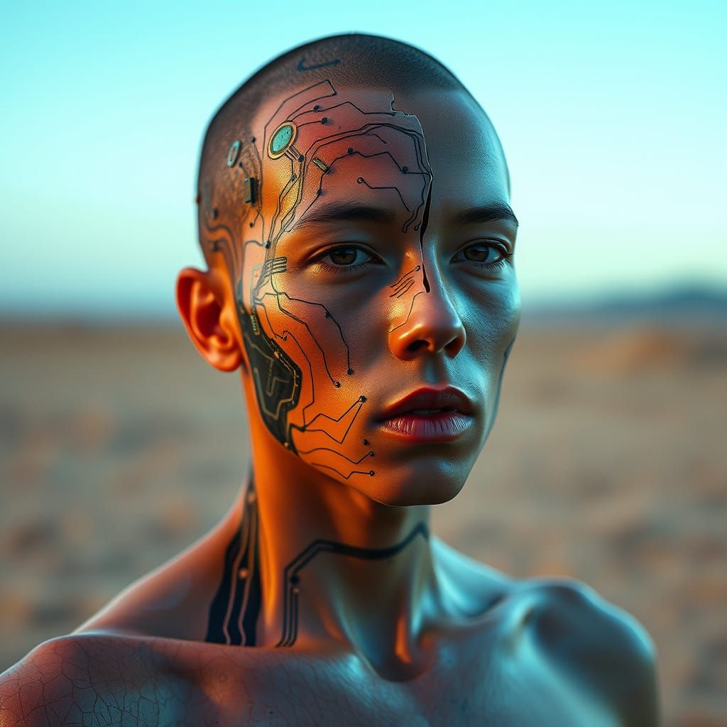 Fragmented Self-Portrait in Cyberpunk Style