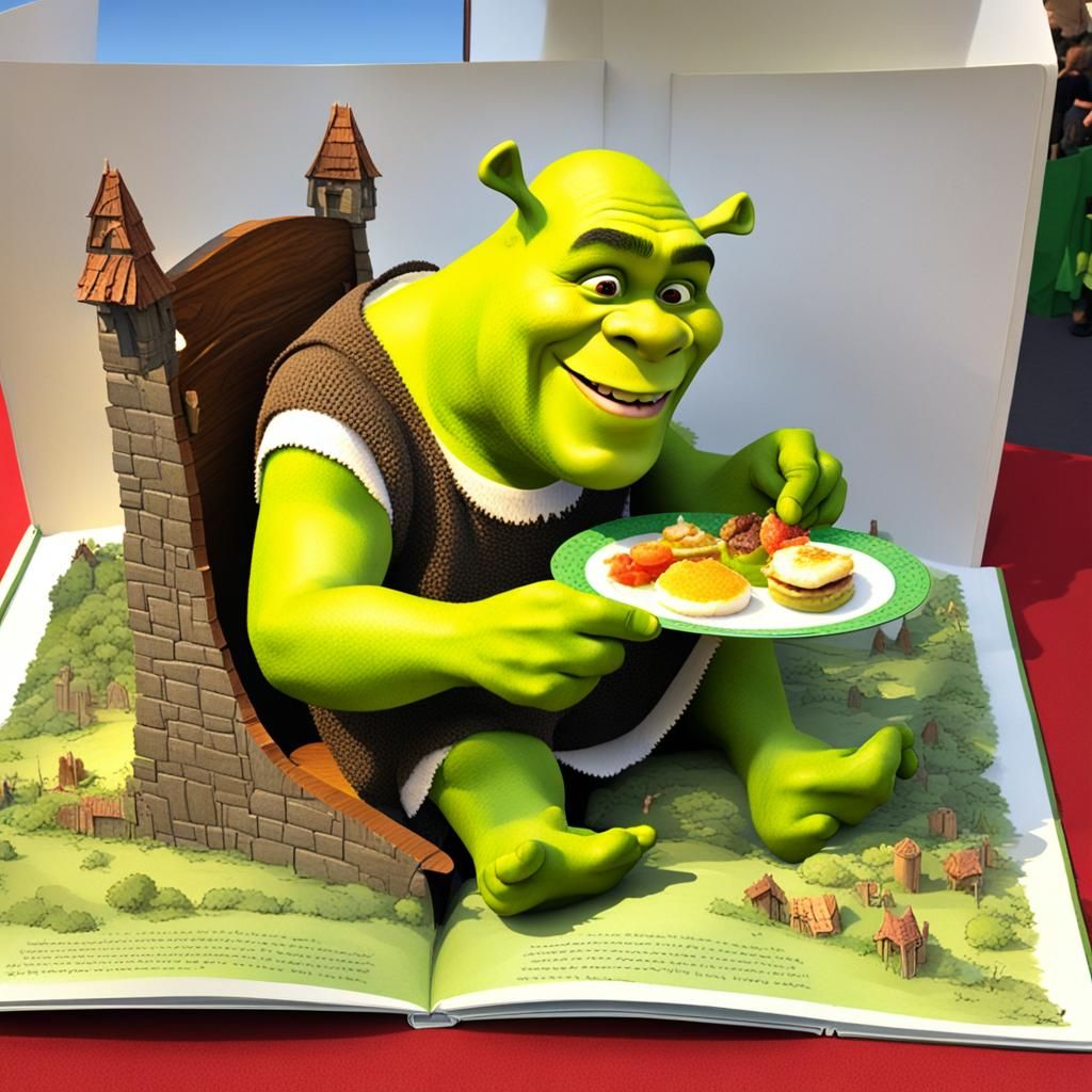 Shrek having breakfast in the Pop Up Book - AI Generated Artwork ...