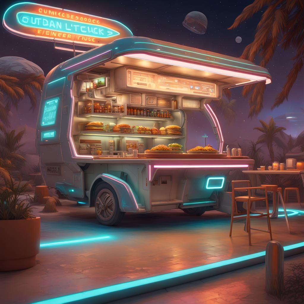 Cosmic food truck - AI Generated Artwork - NightCafe Creator