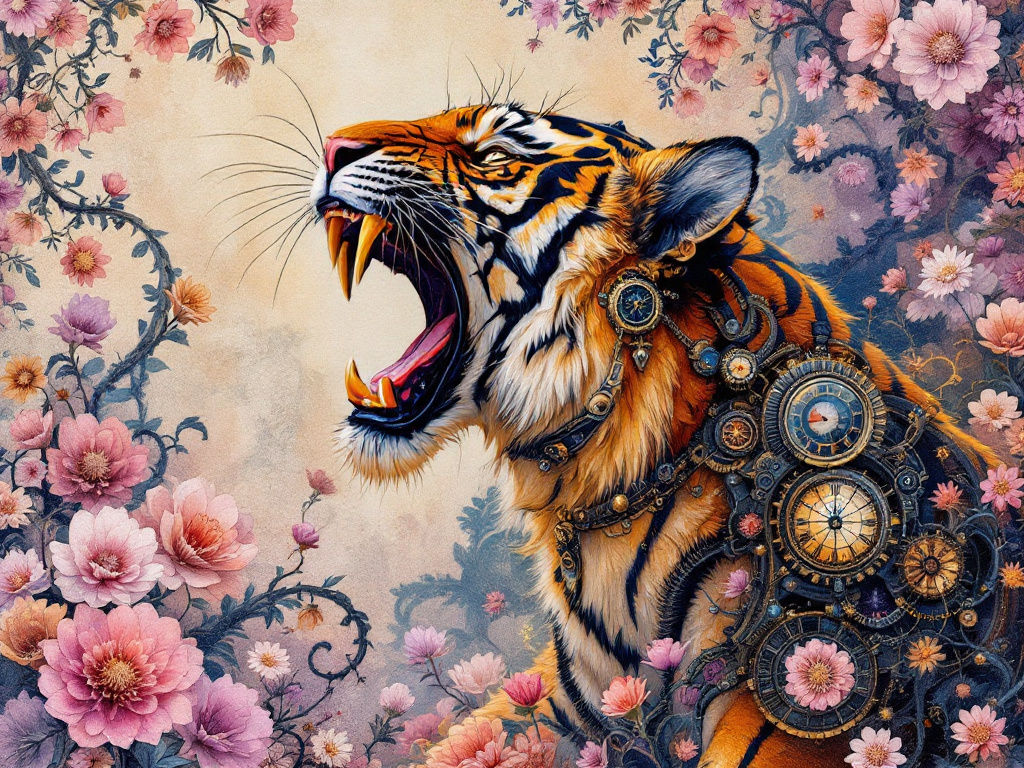 A roaring tiger in steam punk – MI