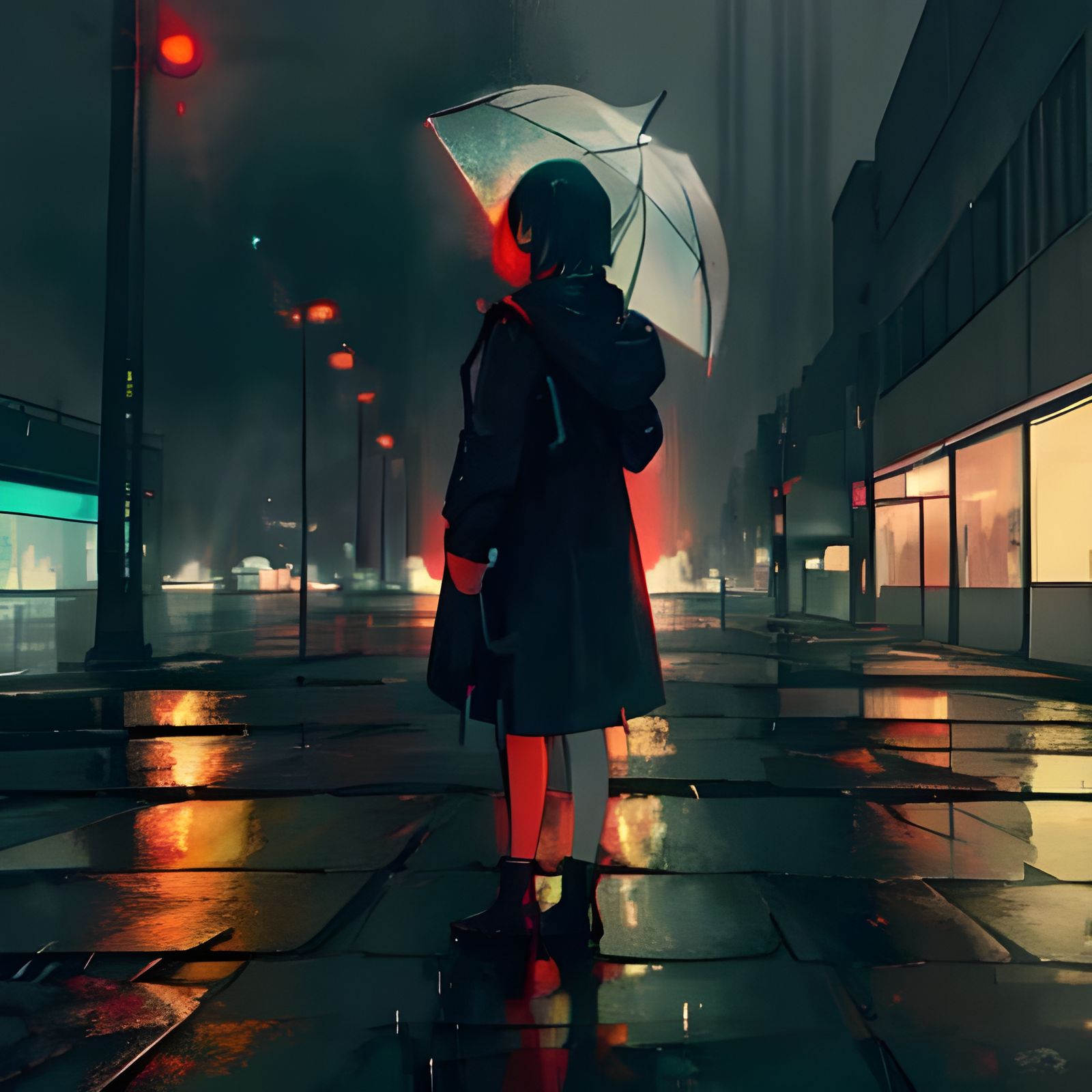 Alone in the rain - AI Generated Artwork - NightCafe Creator