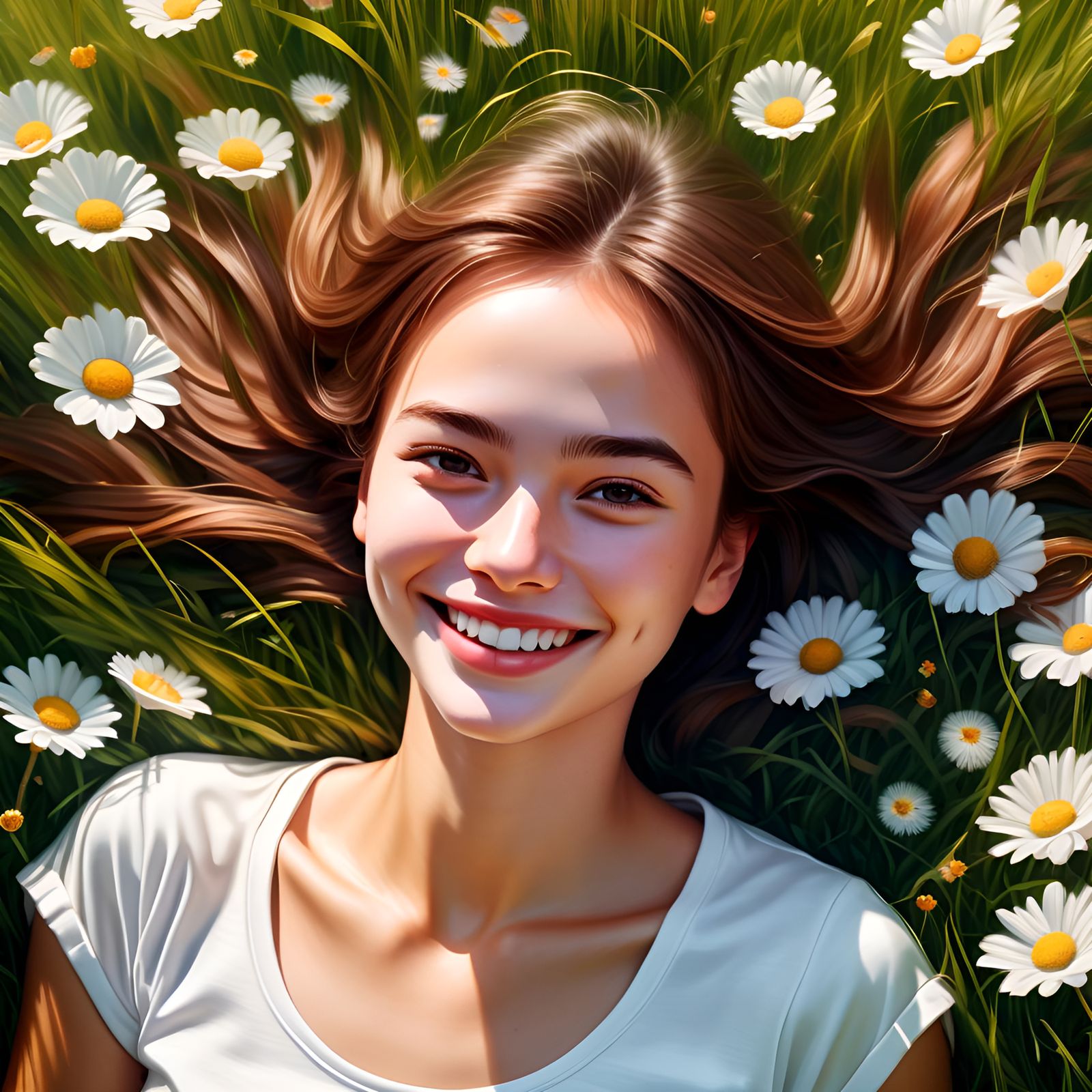 Girl and Daisies