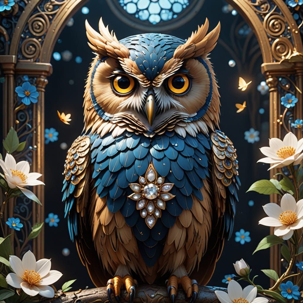 Stylized Fantasy Owl Concept Art in Digital Art Style