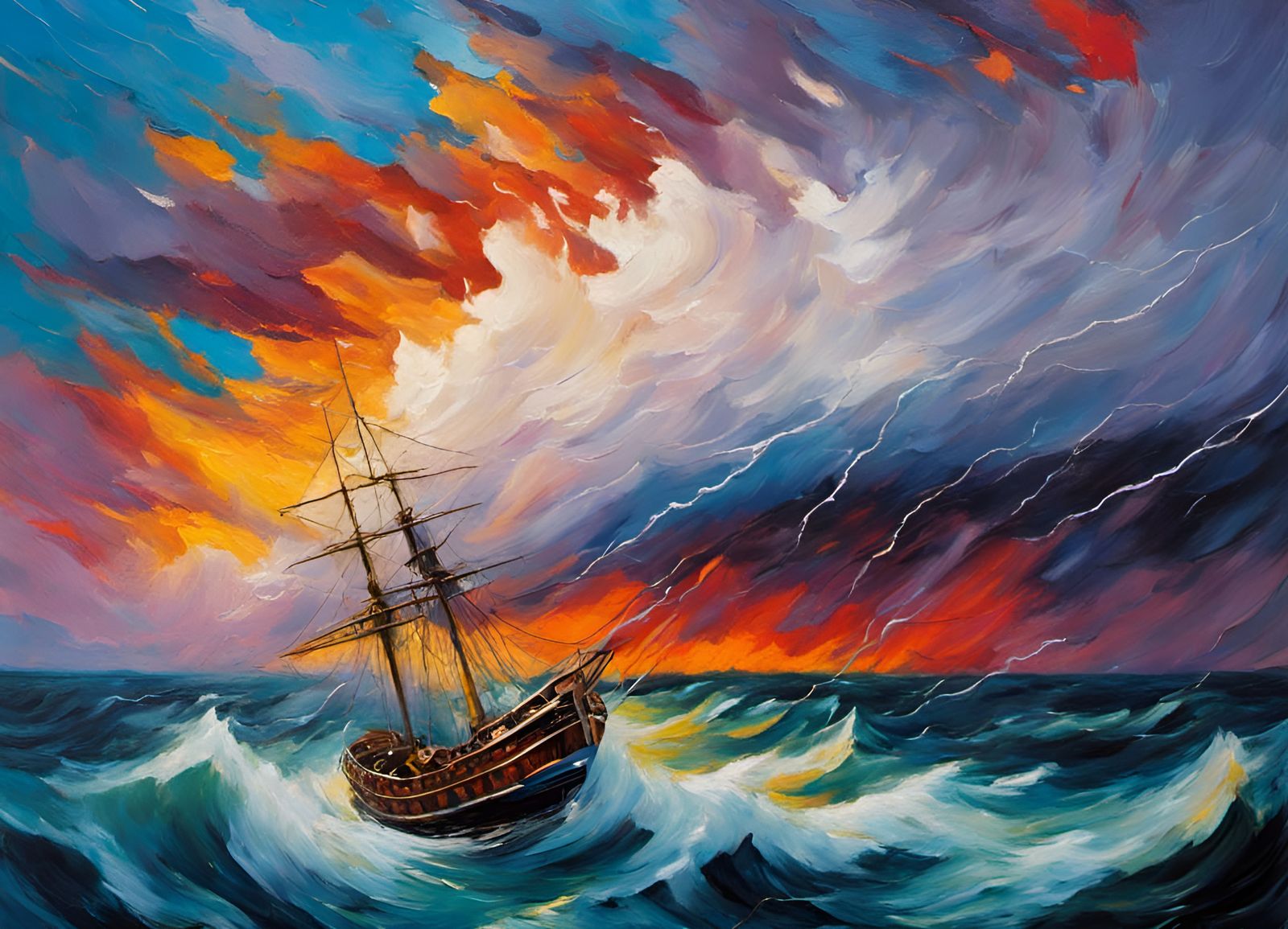 A boat in rough seas  by @Carlin Design