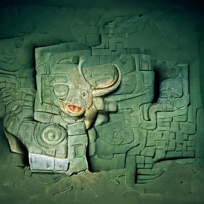 Ominous bas-relief found in an ancient Mexican ruin