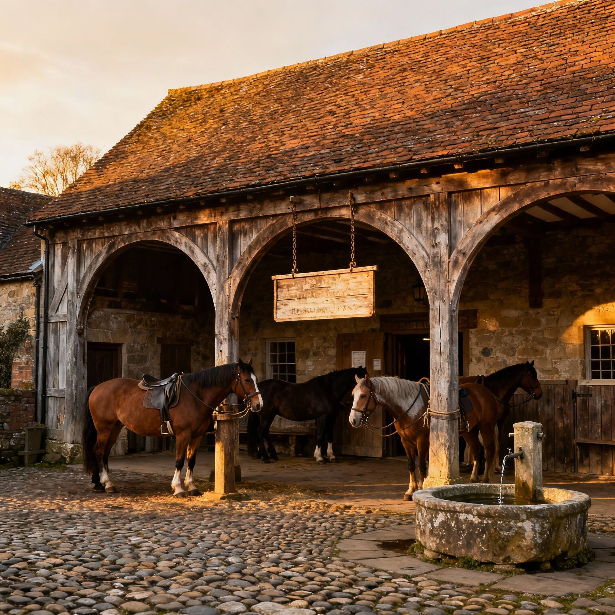 the yard of an old 18th century coaching inn