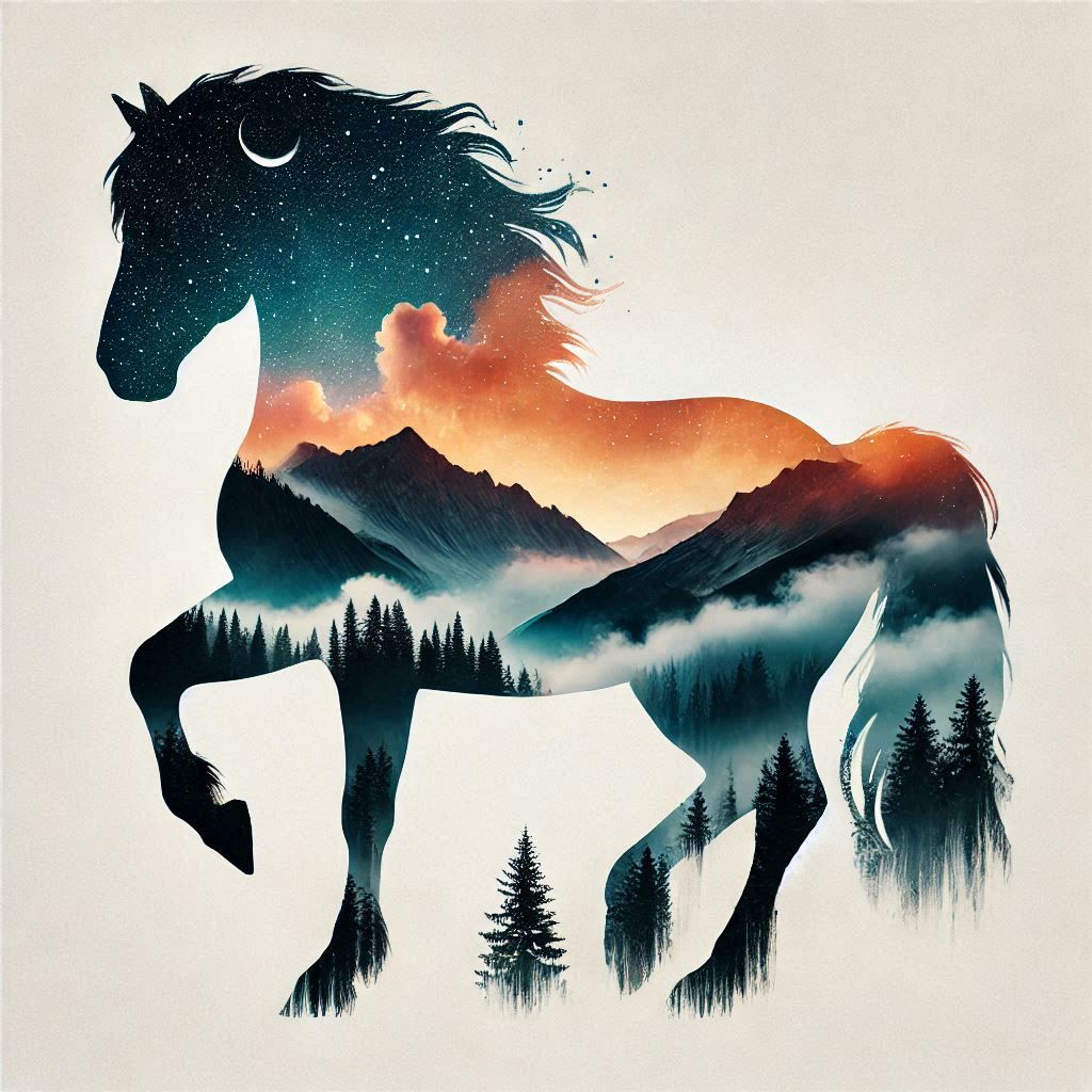 double exposure beautiful fantasy portrait landscape..