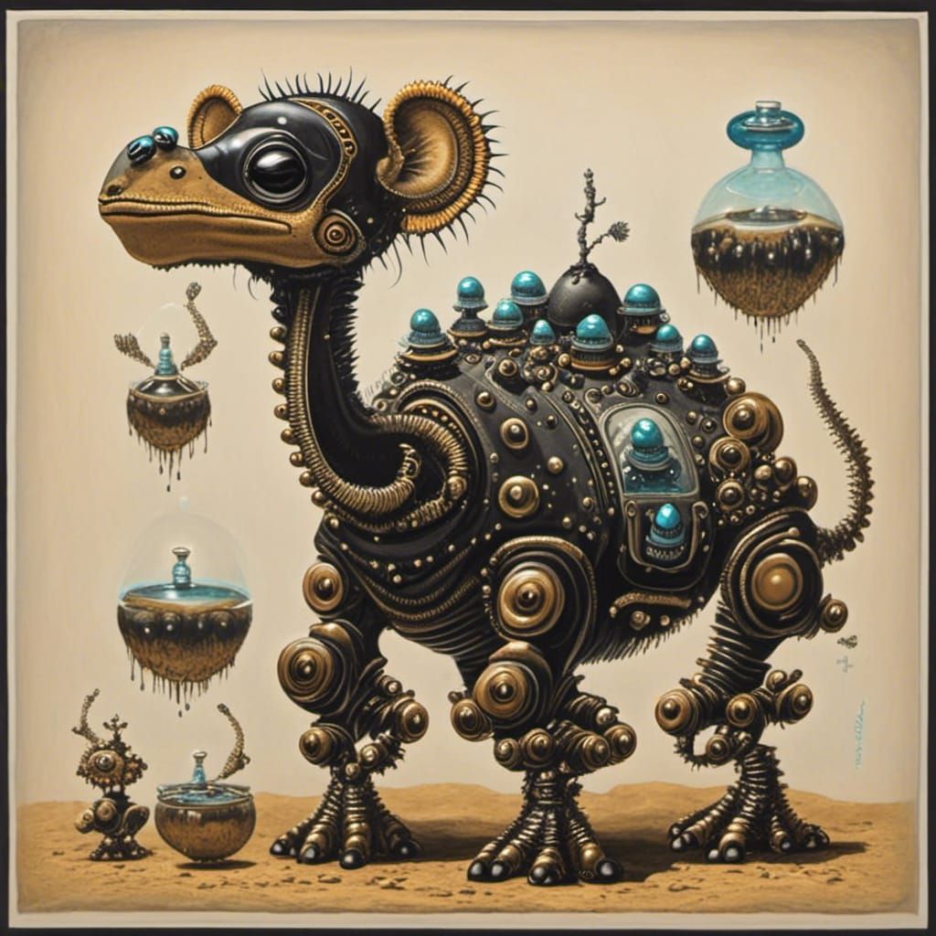 <lora:Ferrofluid Factory:1.0> Ferrofluid robot Camel 