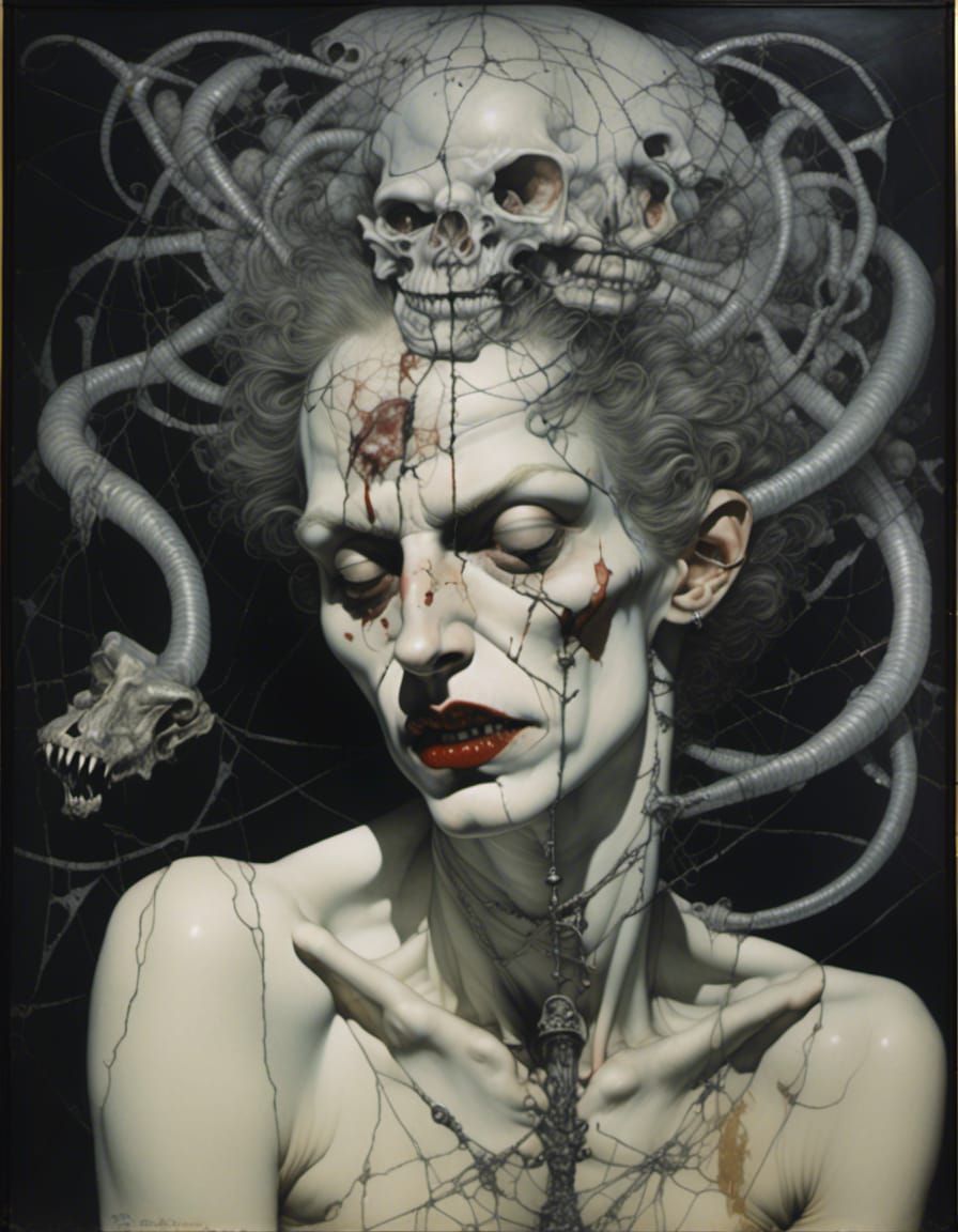 Ethereal Tinfoil Face in Automatic Drawing Style